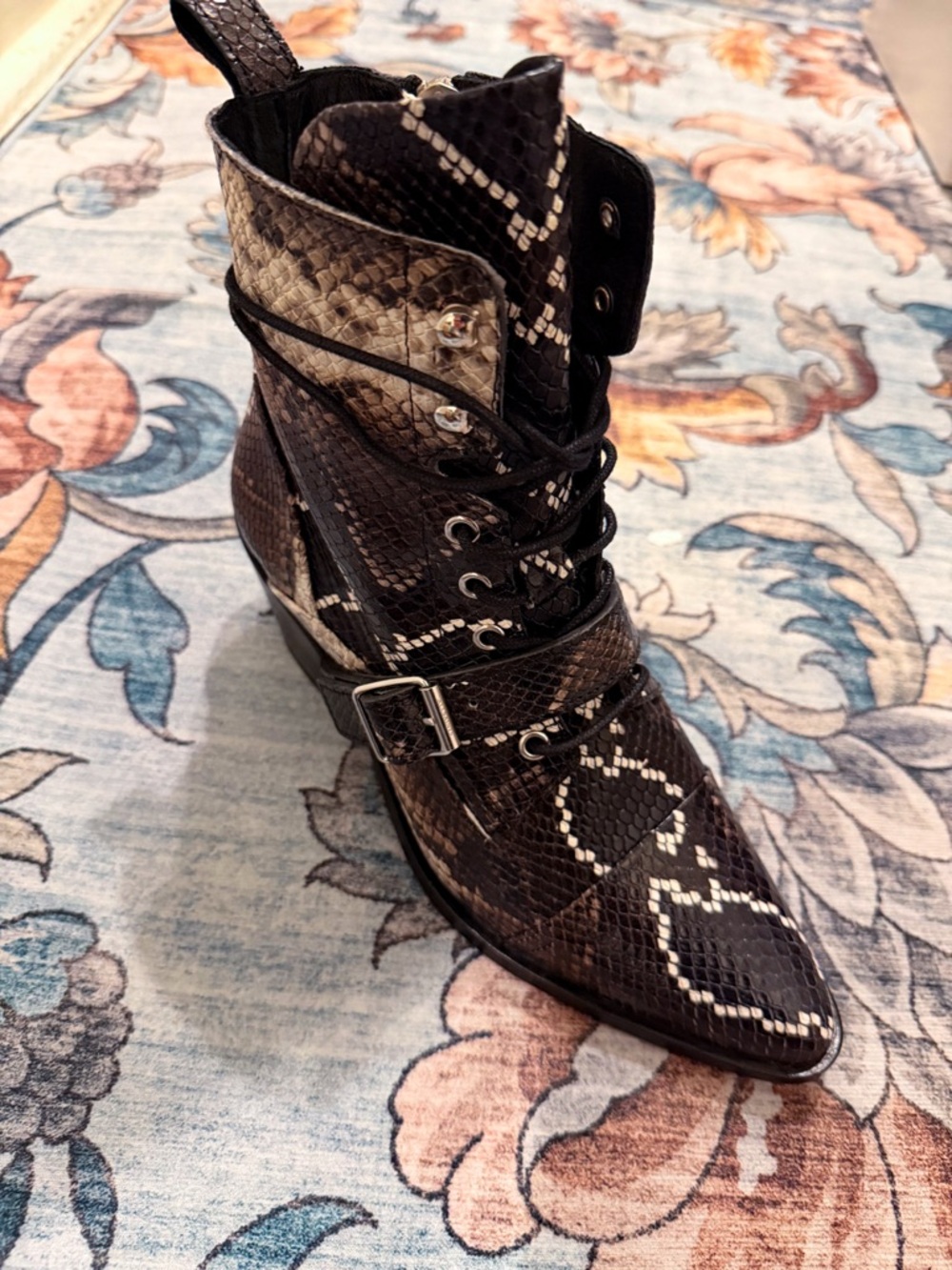 Brand New! Gorgeous snakeskin print leather western zip boots. All Saints - Picture 4 of 6
